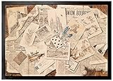 Fondo antiscivolo in PVC 1art1 Giornali Collage con Giornali Francesi E Cartoline Postale, Vintage Style Zerbino 70x50 cm