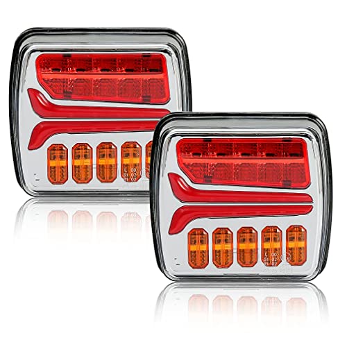 Hawkeye Kit de luces LED traseras para remolque, 2 luces LED traseras para remolque, luz indicadora dinámica, luces LED para remolque, caravana, furgoneta, camión, impermeable, aprobación ECE