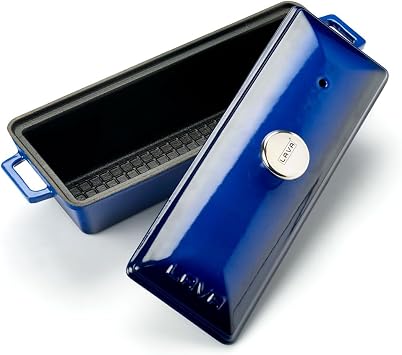 Lava Cast Bread Container/Terrine, 11x29 cm, Blue
