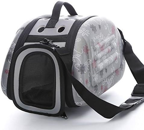 Portable Pet Cat Dog Carrier Cage Collapsible Travel Kennel - Foldable Pet Carrier Outdoor Shoulder Bag for Small Animal Puppy Kitty (S, Grey)