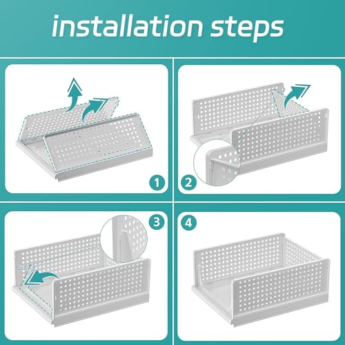 Image of Sulfar Foldable Cupboard Organizer For Clothes - Stackable Closet Organizer For Wardrobe - For Shirt | Pants | Jeans - Plastic Cupboard Dress Racks For Clothes Storage (White) Pack of 5