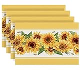 Linen Watercolor Sunflower Placemats Set of 4 Spring Table Mats Spring Farmhouse Sunflower Decoratio