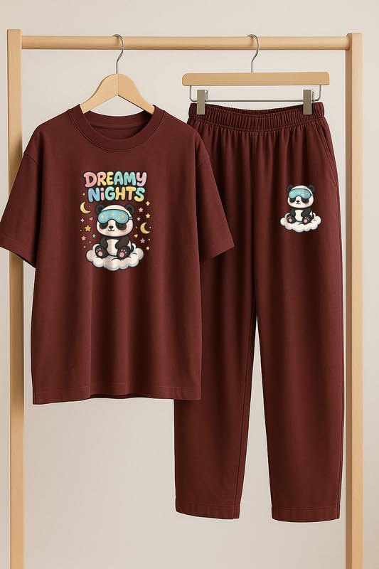 Image of My Swag Womens Cotton Night Suit | T-Shirt and Lower | Summer and Winter Sleepwear