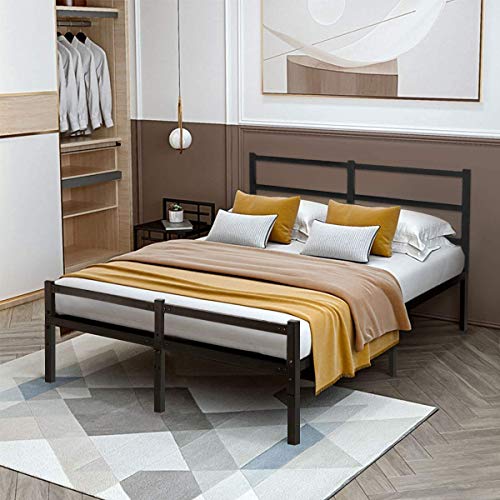Full Bed Frame with Headboard, 14 Inch Platform Bed Frame No Box Spring Needed, Metal Full Size Bed Frame with Storage , Heavy Duty Steel Slat and Anti-Slip Support, Easy Quick Lock Assembly - Full