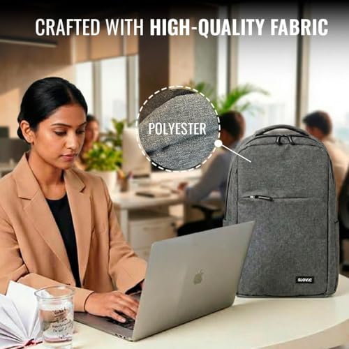 Image of SLOVIC Laptop Bag [25 LTR] | Laptop Bag for Men Office Use with Padded Shoulder Straps | Multi Compartments Travel Bag for Man & Women with Bottle Pocket & Side Pocket | Grey