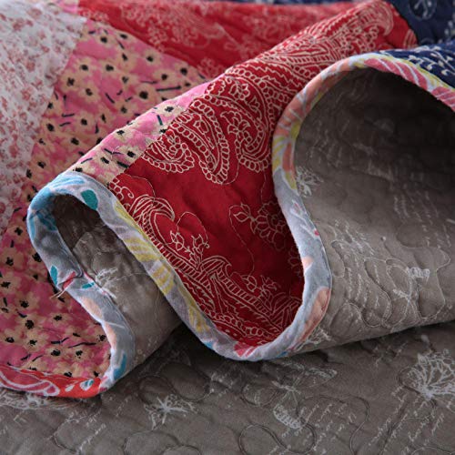 Qucover Multicolor Geometric Patchwork Bedspread Quilt Sets 3-Pieces, Queen Size | Qucover Multicolor Geometric Patchwork Bedspread Quilt Sets 3-Pieces, Queen Size - Image 9