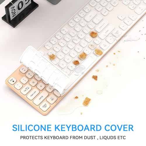 Image of Rechargeable Wireless Keyboard for Mac and Windows, Ultra Slim 2.4GHz Full-Size Keyboard with Low-Profile Quiet Keys, Compatible with PC, Laptop, Windows 11 /10 /8 /7 (Milk Tea)
