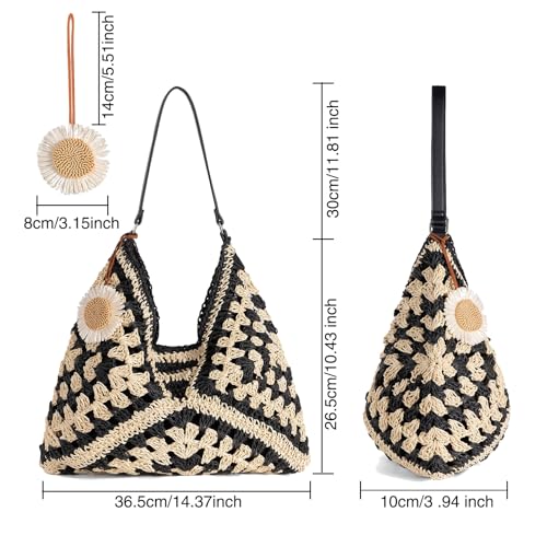 Bolso de playa de paja para mujer estiló hobo vintage miniatura 5