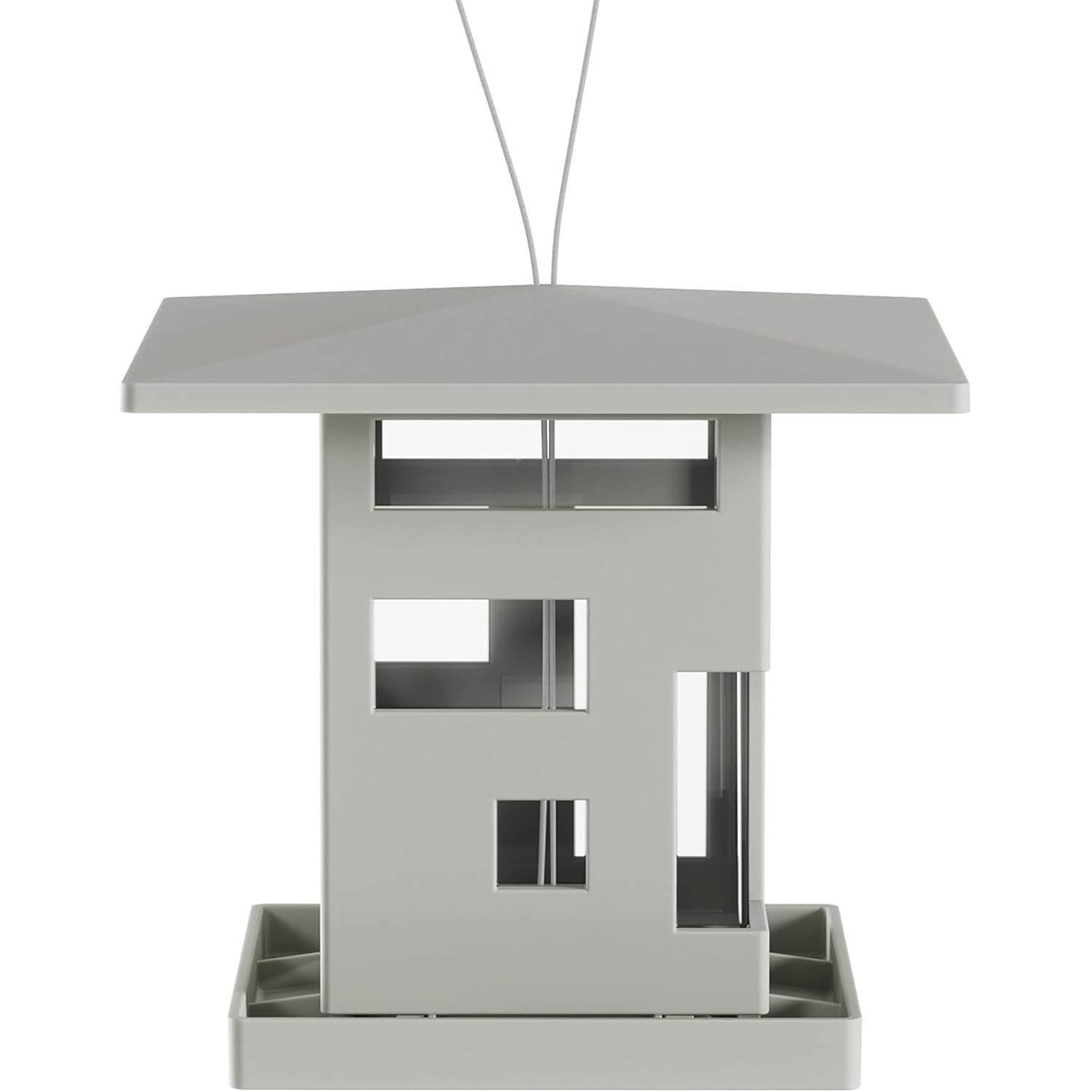 Mangiatoia per Uccelli Selvatici in Plastica Bianco 23cm con Capacità 2L - Ideale per Giardino o Terrazzo per Dare da Mangiare ad Uccellini e Altri Animali - Facile da Riempire e da Lavare