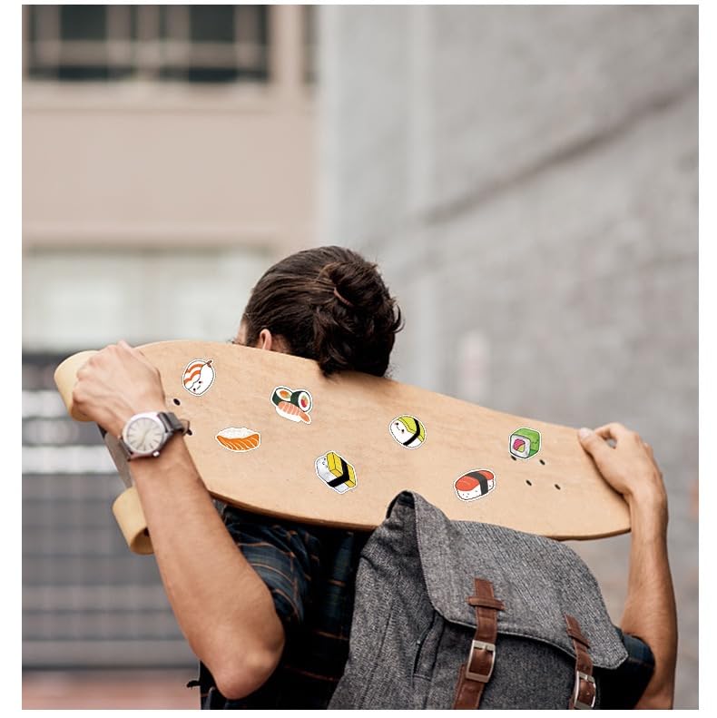 Pack De 50 Pegatinas De Sushi De PVC Impermeables – Decora Tu Laptop, Mochila, Patinete O Bicicleta Con Estilo