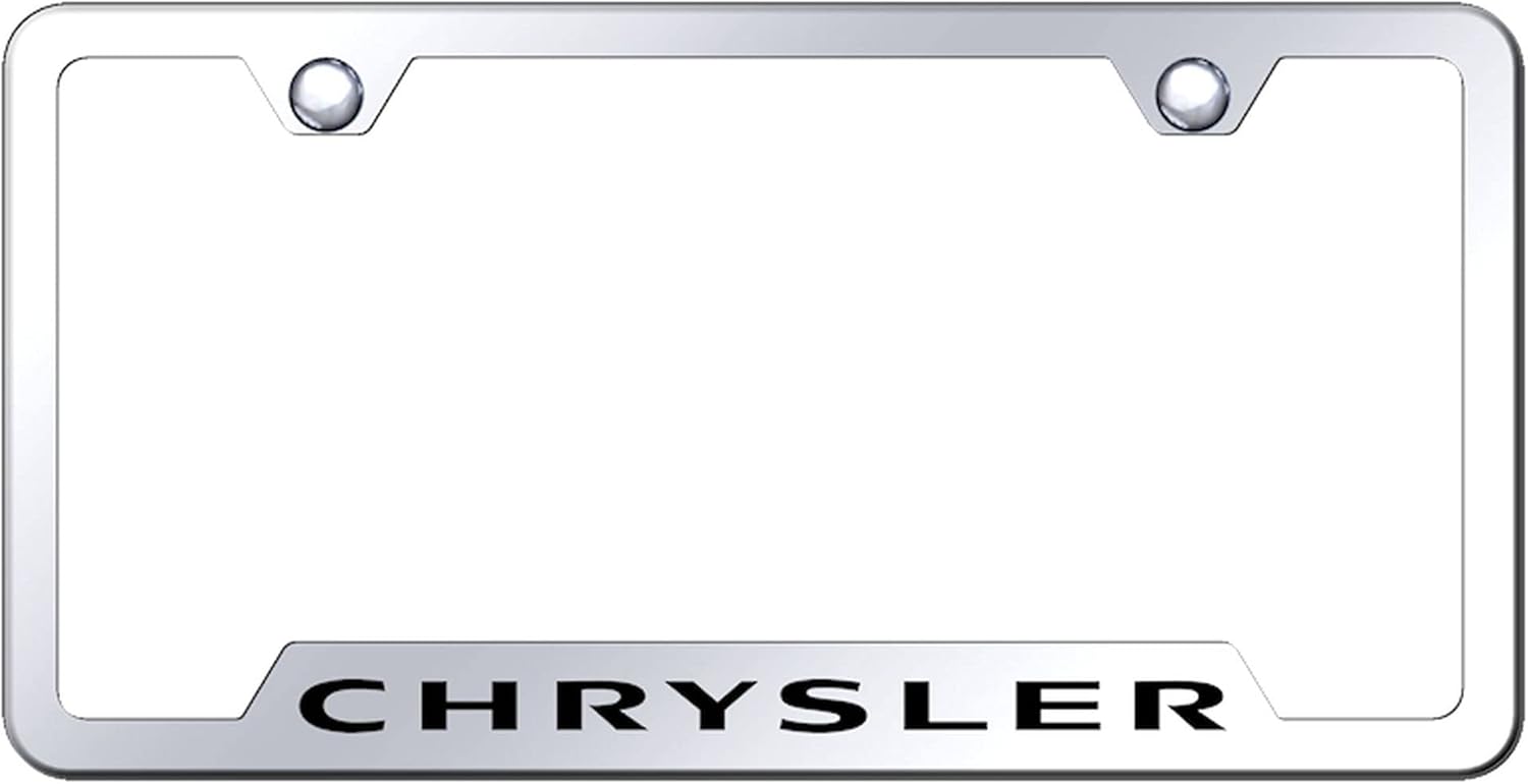 Au-TOMOTIVE GOLD Laser Etched Logo Cut-Out License Plate Frame for Chrysler (Black)