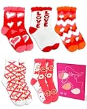 AIVEI Valentines Day Gifts for Her Buttery Soft Fuzzy Socks for Women Girls, Galentines Day Gifts Cozy Warm Winter Fluffy Plush Sleeping Socks 5 Pairs