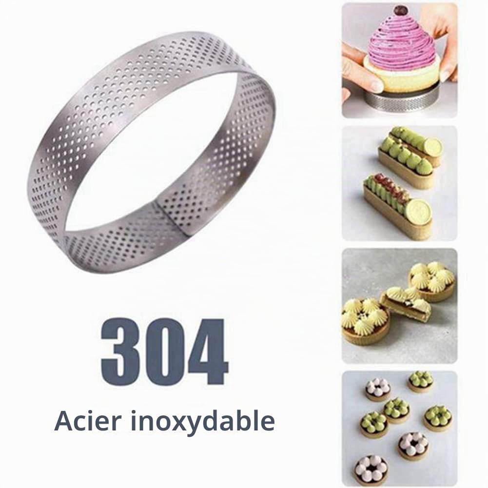 Lot de 20 moules à tartelettes ronds avec trous pour tartelettes aux fruits, quiches, gâteaux, mousses, moules à gâteau perforés, 8 cm