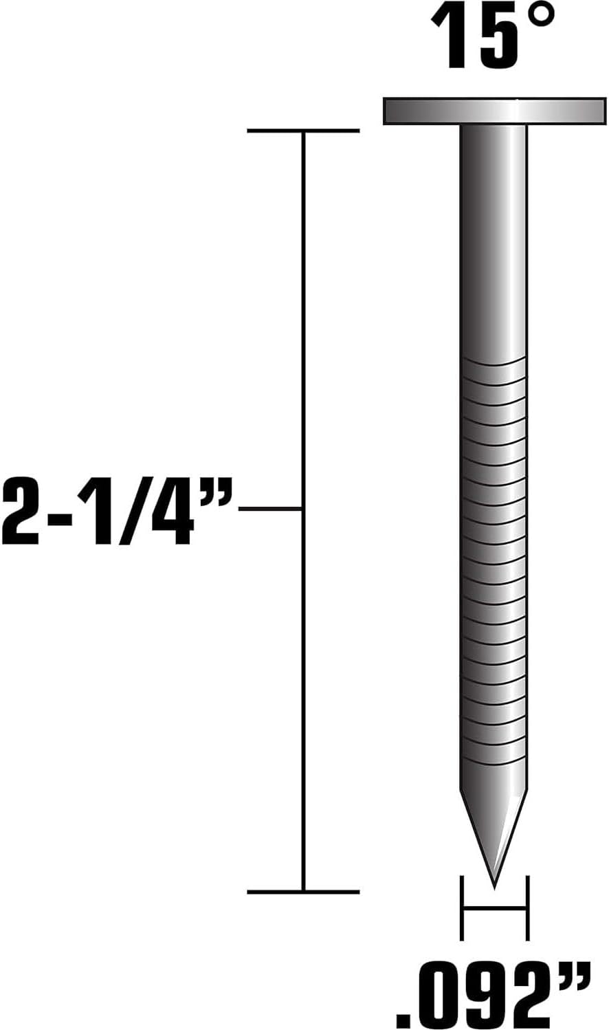 Metabo HPT 13338HPT 2-1/4" x 0.092" Electro Galvanized Ring Shank Wire Coil Siding Nails 3600 count