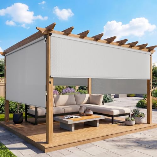 8'W X 8'H Cordless Outdoor Roller Shade for Sun & Privacy Protection