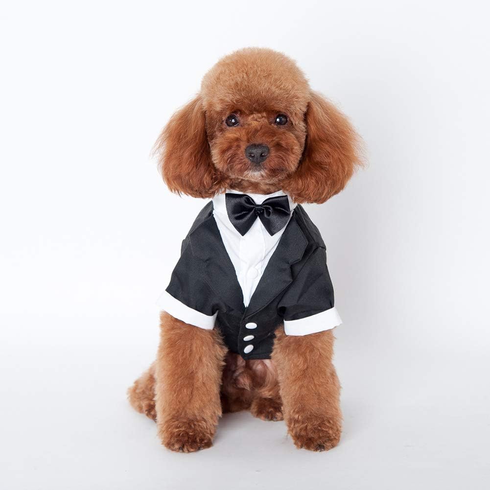 Wonader Pet Dogs Cat Clothing Prince Wedding Suit Tuxedo Bow Tie Puppy Clothes Coat