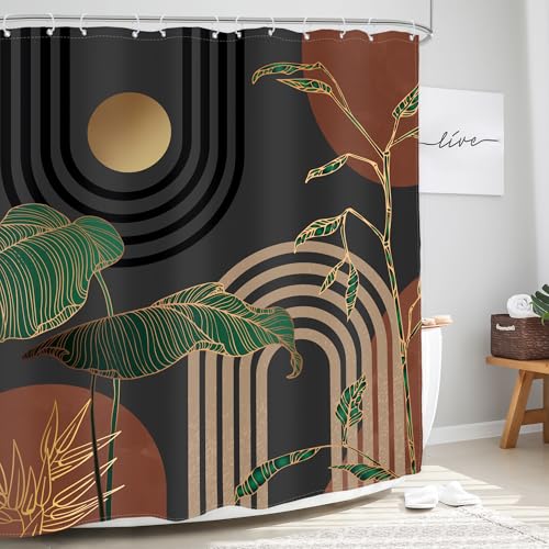 Glawry Boho Shower Curtain Abstract Dark Brown Bathroom Curtain Set by Glawry - Used condition - Image 3