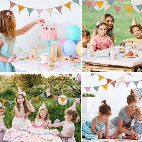 AUNHOKE Wimpelkette Kinderzimmer, 2,6m Musselin Baumwolle Stoff Wimpelkette, Girlande Kinderzimmer Deko zum Aufhängen, Wanddeko Geschenk, Geburtstag für Party, Babyzimmer Hausbett Dekoration