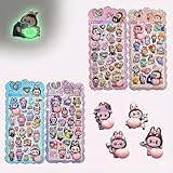 暗闇で光る お尻シール 夜光 ステッカー おしりぷにぷに 3D立体シール 手帳 ぷっくり ぷくぷく つやつや DIY スマホケース SNS人気 子供 女の子 男の子 おもちゃ 誕生日 クリスマス ギフトに最適 (4枚セット)