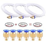 Teflon Tube, AIKEER 3Pcs PTFE Teflon Tube (2 Meters) with 6Pcs PC4-M6 Fittings for 3D Printer 1.75mm Filament (2.0mm ID/4.0mm OD)