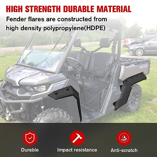 Image of Extended Fender Flares Compatible with Can-Am Defender HD5 HD8 HD10, Front & Rear Mud Flaps Guards Kit for Defender HD5 /HD8 /HD10 /MAX 2016-2022 (Replace 715006821 /715002424 /715006822)