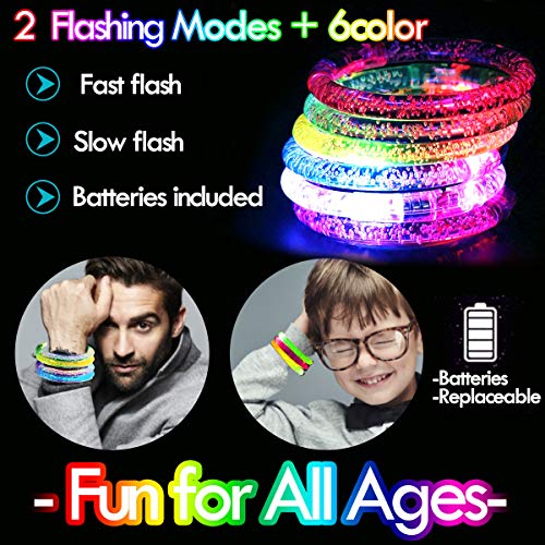 24 Pack Glow In The Dark Led Bracelets Halloween Party Supplies Favors Flashing Light Up Bracelet Glow Sticks Party Toys Neon Halloween Party Accessory Birthday Carnival Party Game Gifts #TOP2