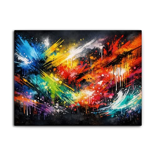 H-WALA Abstract Colorful Expression Canvas Wall Art, Vibrant Modern Artwork