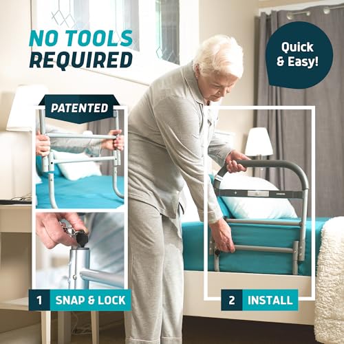 Lunderg Large Bed Assist Rail for Seniors with Motion-Activated Light & Non-Slip Bar - Easy to Install Bed Rails for Elderly Adults Safety & Post-Surgery - Helps Reduce Falls & Support Independence by Lunderg - Image 6