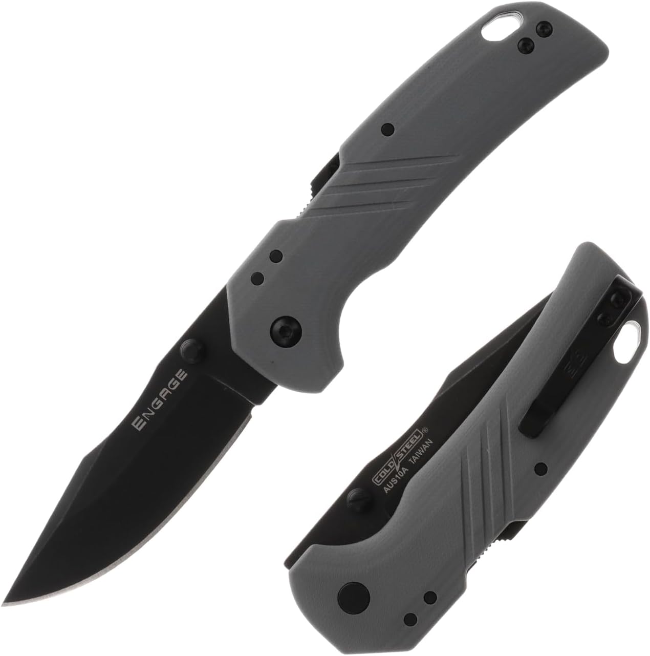 COLD STEEL Engage 3" AUS10A Razor-Sharp Clip Point Blade 4.25" Handle Everyday Carry Tactical Folding Knife with Atlas Lock