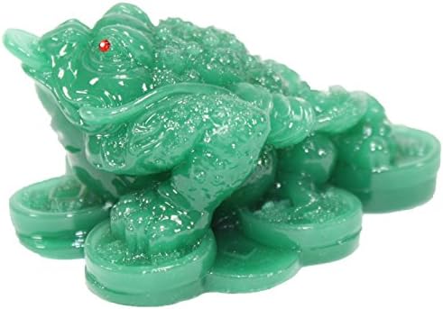 KT Feng Shui Mini Green Money Frog Coin Toad/Chan Chu Chinese Charm Of Prosperity Home Decoration Gift (Idea For Office Desk Computer Book/Tv Shelf And Cashier Registration Area Display)