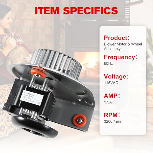 HC21ZE117 Furnace Inducer Motor, Fit for Bryant/Carrier/Payne/Jakel Furnace Draft Inducer, Replace J238-150-157, HC21ZE11, HC21ZE117-B, HC21ZE117B, Blower Motor with Blower Wheel & Mounting Bracket by EOQIFJM - Used condition - Image 2