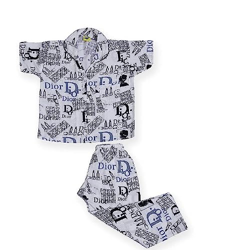 Image of A Little Swag Cotton Printed Night Dress Soft Night Suit Sleepwear Nightwear Set Unisex Kids Wear