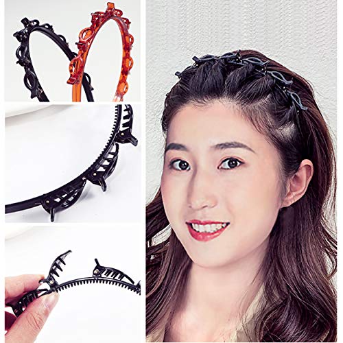 Shunmeil 4Pcs Double Bangs Hairstyle Hairpin With Clips Woven Large Real Accessories For Hair Hairstyle Pin Band Hollow Layer Plait Perfect Head Headband Hair Bands #TOP4