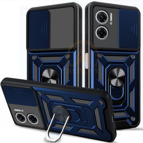 Image of Armor Bumper Back Cover Case for REDMI 11 Prime 5G | Rotating Camera Cover, Ring Holder & Kickstand | Heavy Duty & 360 Degree Protection REDMI 11 Prime 5G Back Cover (Blue)