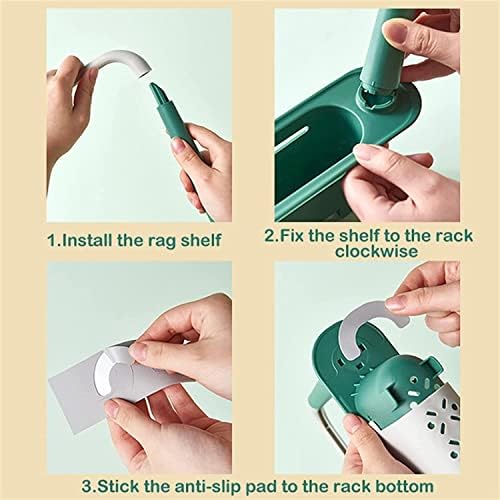 Pnedeodm Updated Telescopic Sink Storage Rack, Adjustable Drainer Sink Tray Sponge Soap Holder, Expandable Kitchen Sink Organizer Rack for Home Kitchen (Black)