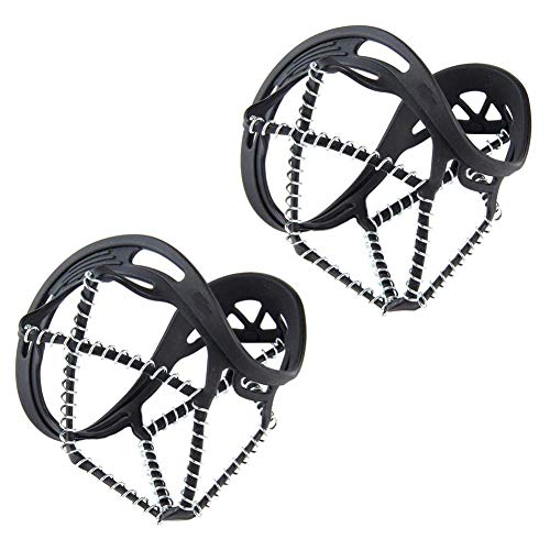 Crampones Hielo Tacos de Tracción apretones Antideslizante Senderismo Zapatos de los Cargadores de Dispositivos de Hielo Puntos Resorte Seguridad del Metal de la Nieve del Invierno Walker Negro 1 Par Cover