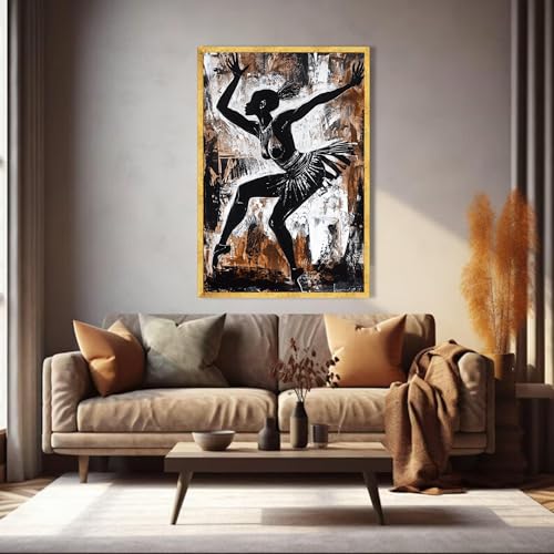 Toile imprimée danseuse africaine silhouette grand format 30x40