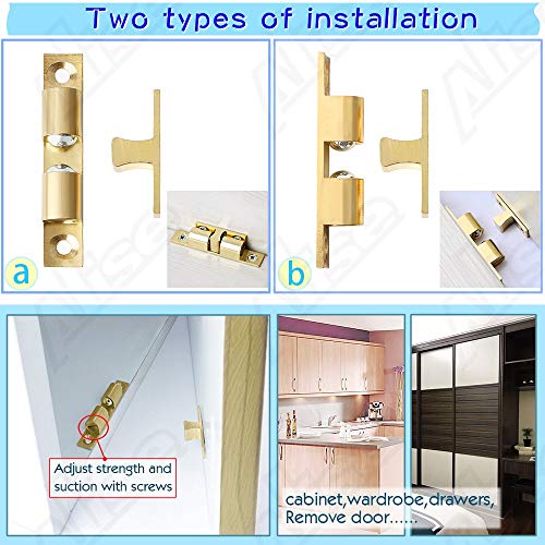 Ruofeng 35Mm Furniture Cabinet Door Brass Dual Ball Roller Catch Latch 10 Pcs #TOP4