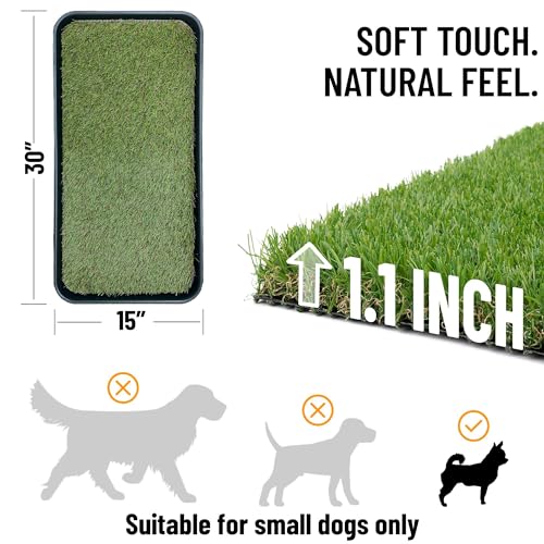 Ottomanson PET800-12X28 Artificial Grass Puppy Potty Training Pad With Tray, 15 Inch X 30 Inch Reusable Pee Pad For Small Pets And Dogs thumb #4