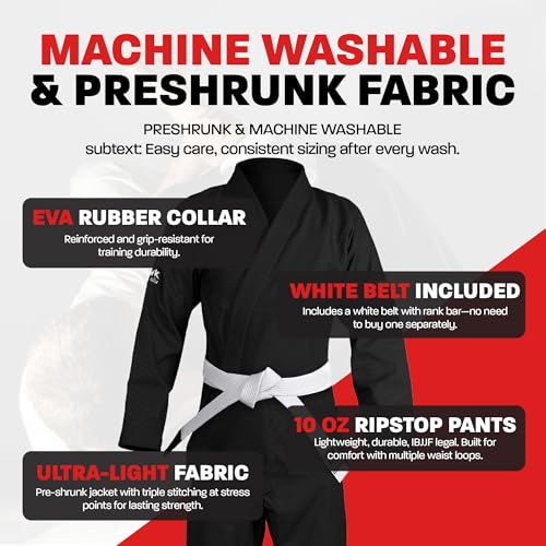 Brazilian Jiu Jitsu Gi BJJ Gi for Men & Women Grappling gi Uniform Kimonos Ultra Light, Preshrunk, Free White Belt!!!