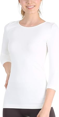 NIKIBIKI Women Seamless 3/4 Sleeve Crew Neck Top, Made in U.S.A