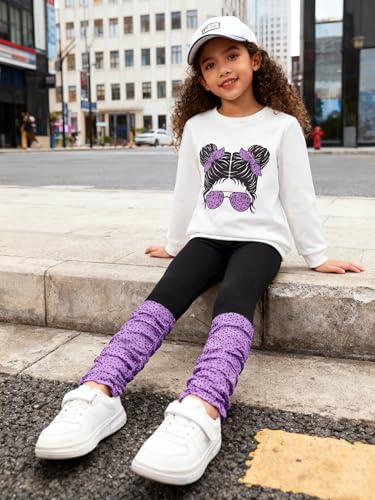 Image of OLMRJKD Kids Toddler Girls Clothes Figure Graphic Drop Shoulder Top Pullover Spotted Print Pants Fall Winter Outfit Set