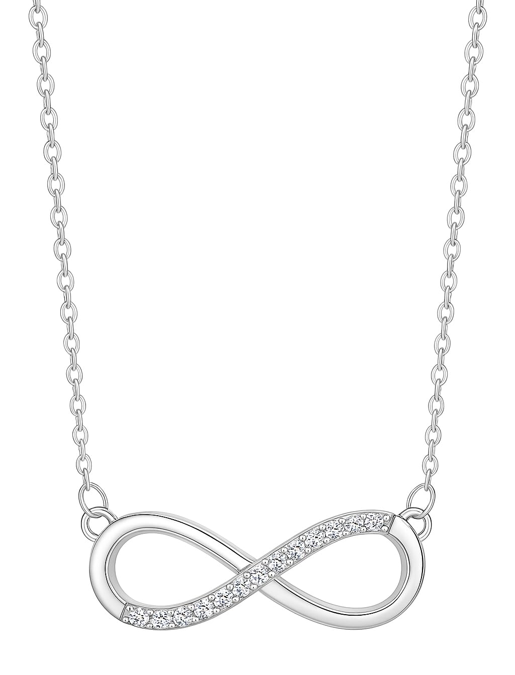 Infinity Pendant Necklace with American Diamond Stones For Women & Girls | Lightweight | Anti-Tarnish | Anti- Tarnish | Office Wear