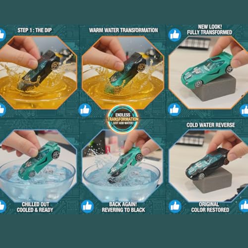 Image of GENIE'S TOY BUS Color Changing Die-Cast Racing Car I 1:64 Scale Temperature Sensitive Paint Sports Car I Change Color with Water I Kids Collectible Toy for Ages 3+ I Best Birthday Gift for Kids