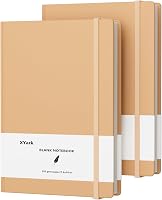 byXYark B5 Skicár a zápisník 2 ks – Plánovač s tvrdou väzbou z kraftového papiera, čisté listy, 120 g/m², 102 listov, 19,3 x 25,4 cm 1