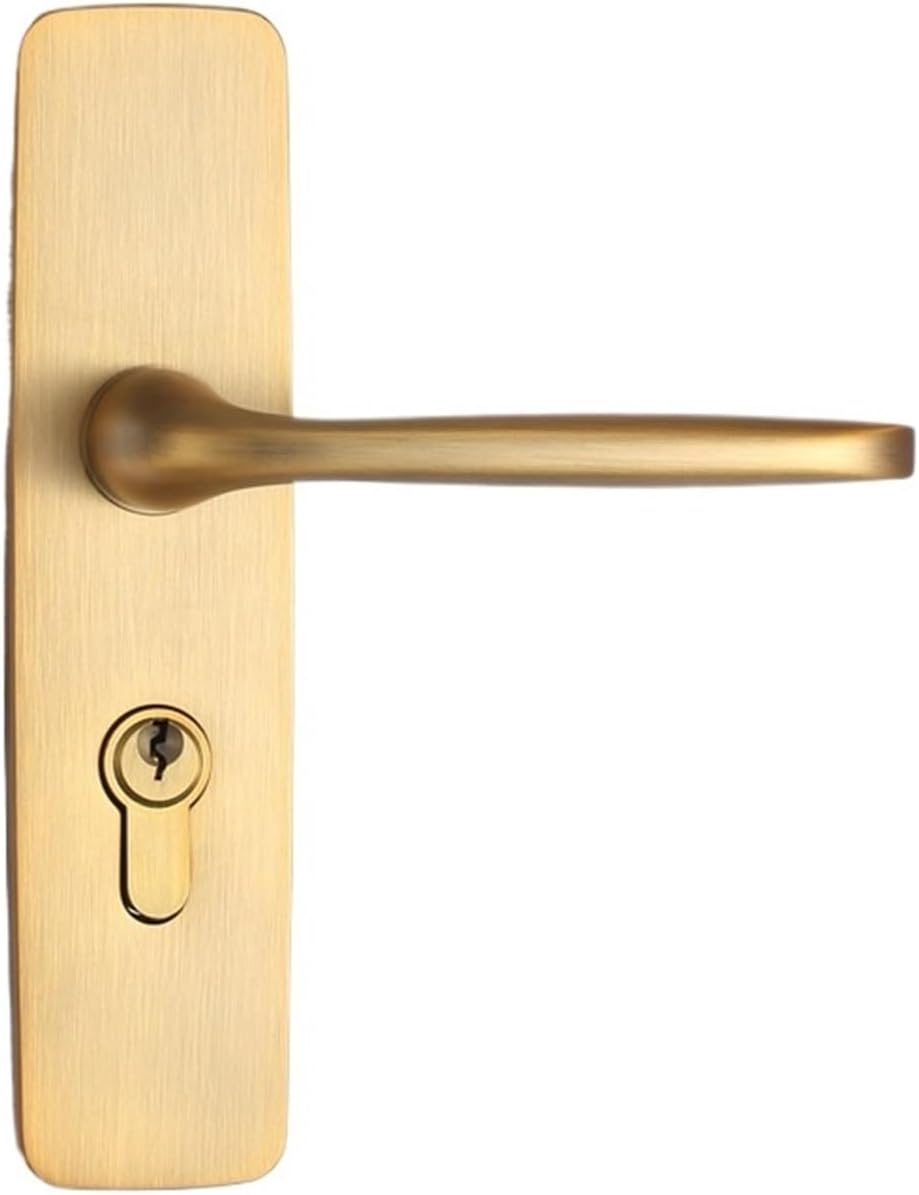 Bedroom Bathroom Door Lock Bathroom Door Lock Single Tongue Handle Shower Room Toilet Door Lock Door Lock(Yellow Bronze Single Tongue)