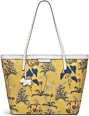 RADLEY London Folk Floral Responsible Ziptop Tote Handbag for Women, Made from in BCI Oilskin & Smooth Water-based PU trims with Floral Print, Features Twin Straps & Zip Fastening