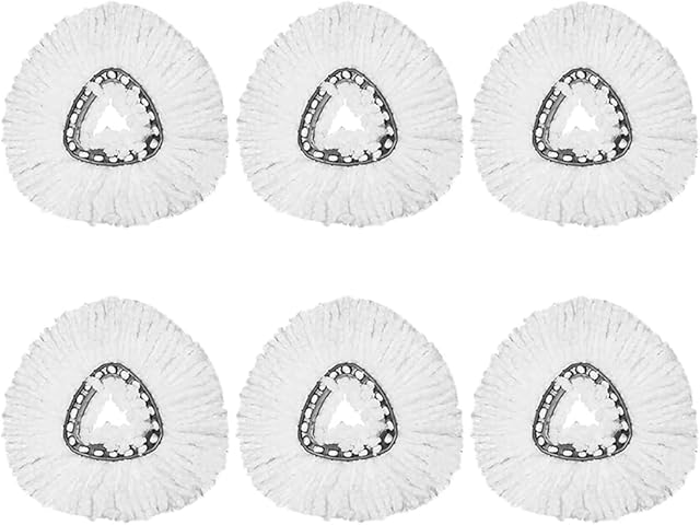 ANBOO Mop Heads Refills for Spin Mop, Microfiber Turbo Mop Head Replacement Compatible with Triangle Spin Mop Heads(6 Pcs White)