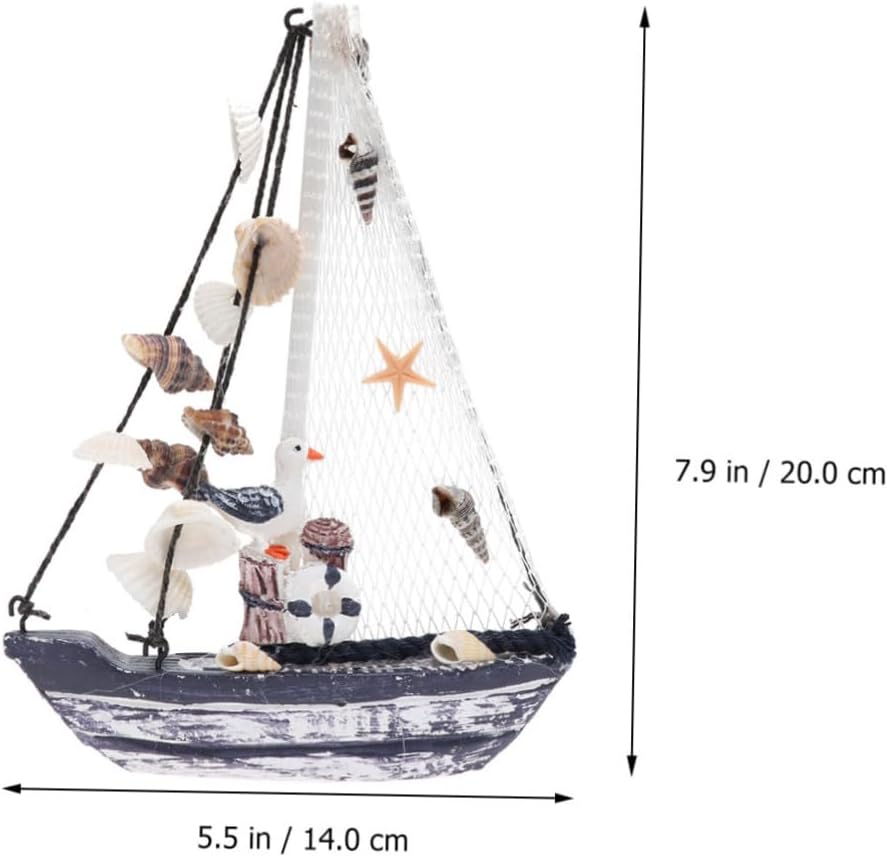 Holibanna Mini Sailing Boat Ornament Nautical Wall Art Mediterranean Decor Wooden Shell Craft