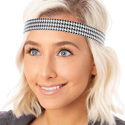 Hipsy Women's Adjustable No Slip Houndstooth Fashion Headbands (Black & Pink Multi 5Pk) #TOP5